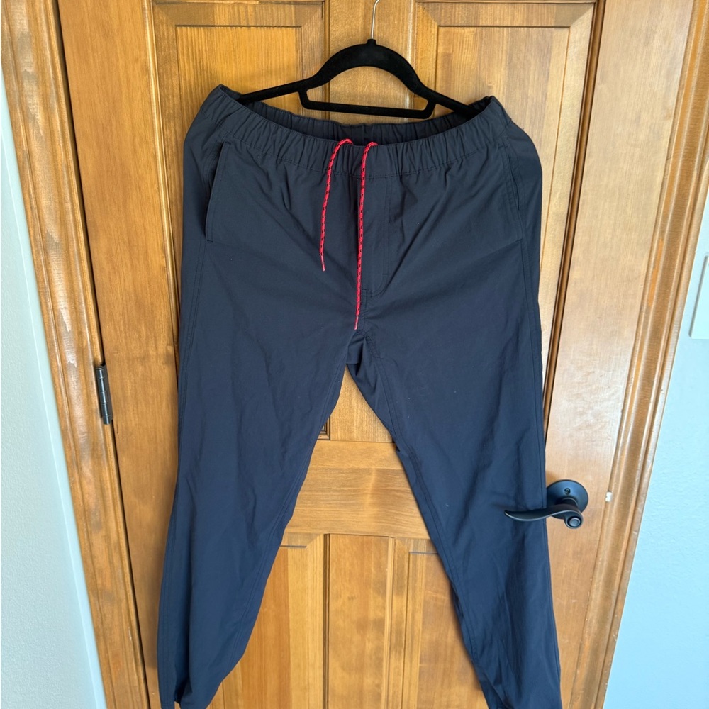Topo Designs Black Joggers with Red Drawstring